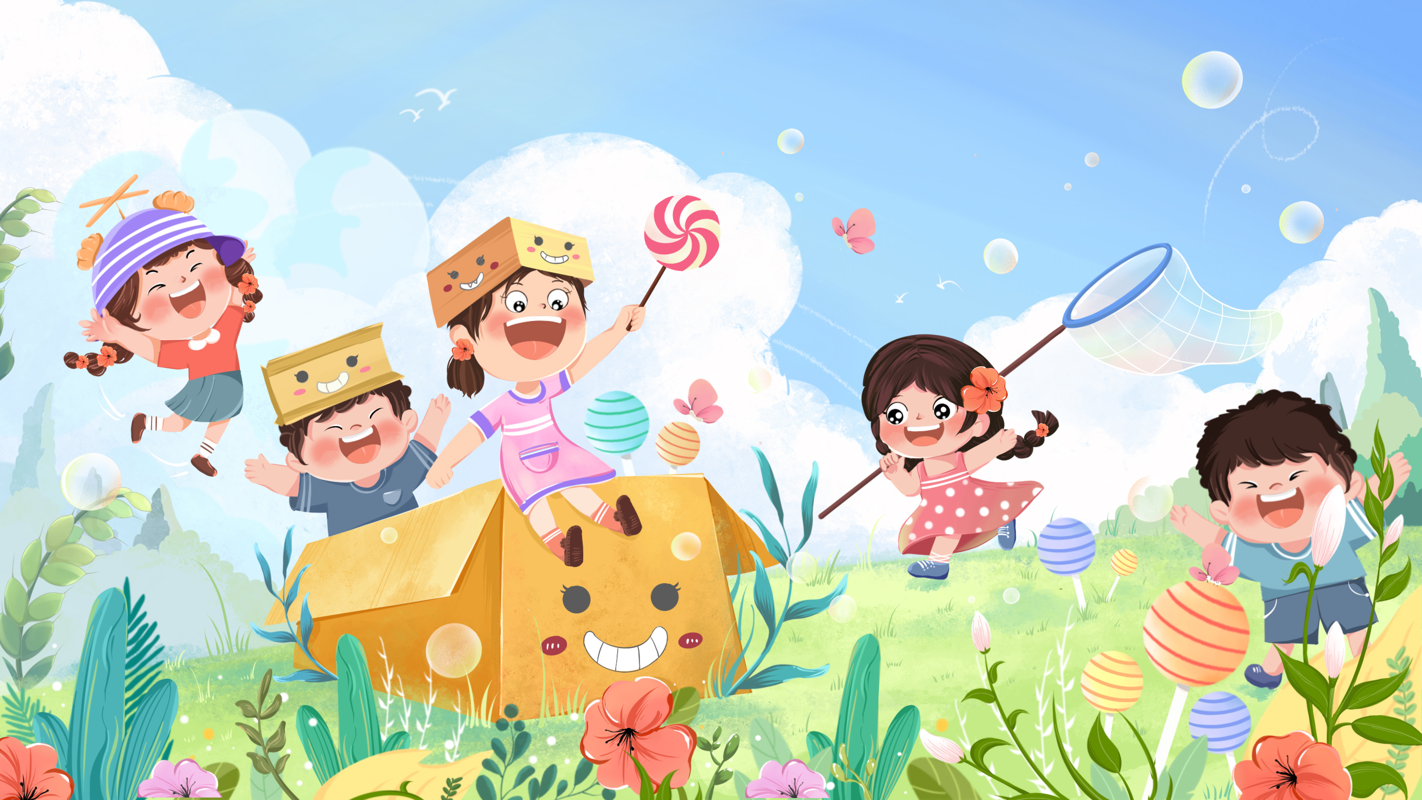 千库网_六一儿童节男孩女孩草坪欢乐玩耍插画_插画编号132289.jpg